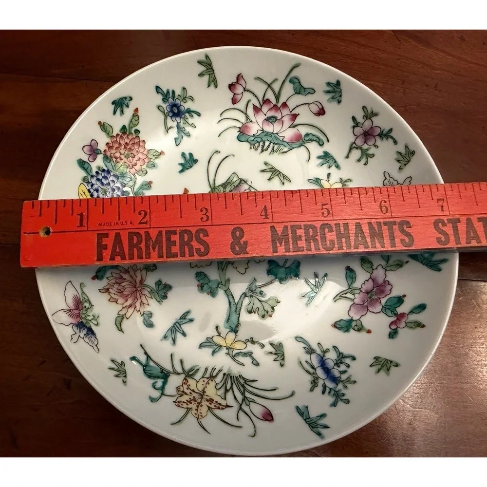 Vintage ACF Japanese Porcelain Ware Plate Decorated in Hong Kong Flowers Insects